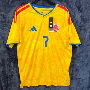 Colombia Men's Yellow Football Jersey with Blue & Red Accents
